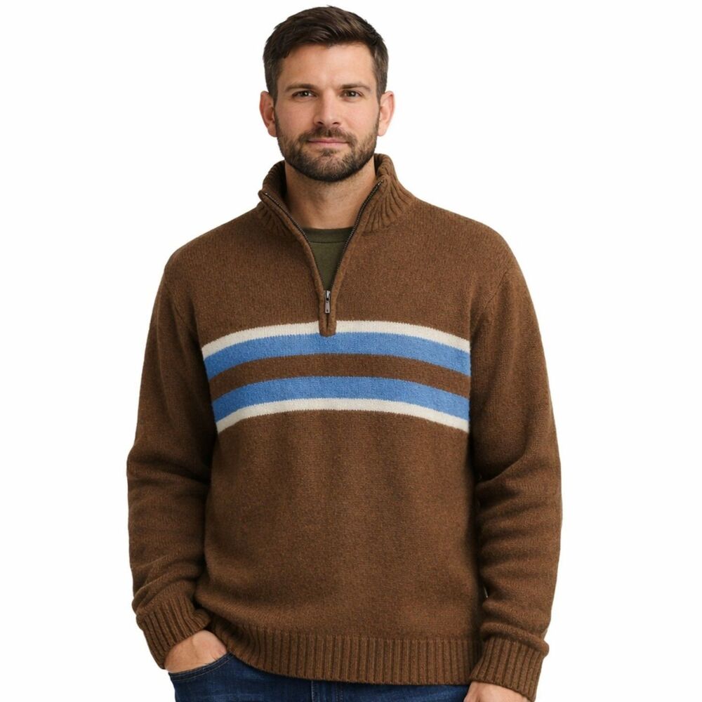 Timberland 100% Lambswool Quarter Zip Sweater Mens Sz XL Preppy Stratham Outdoor